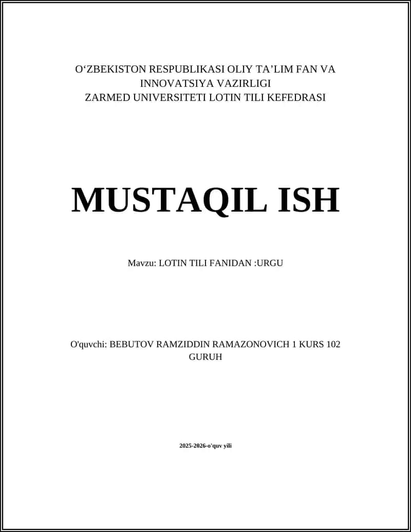 LOTIN TILI FANIDAN:URGU 1