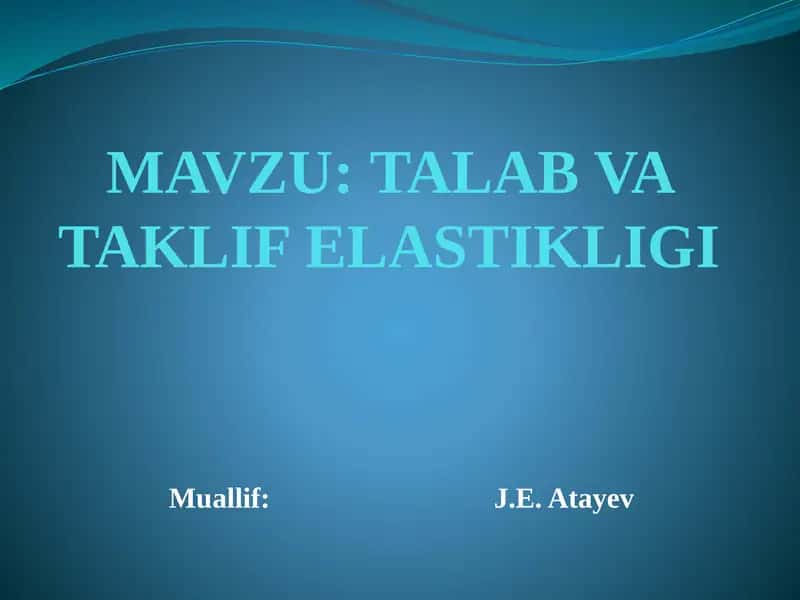 Talab va taklif elastikligi 1
