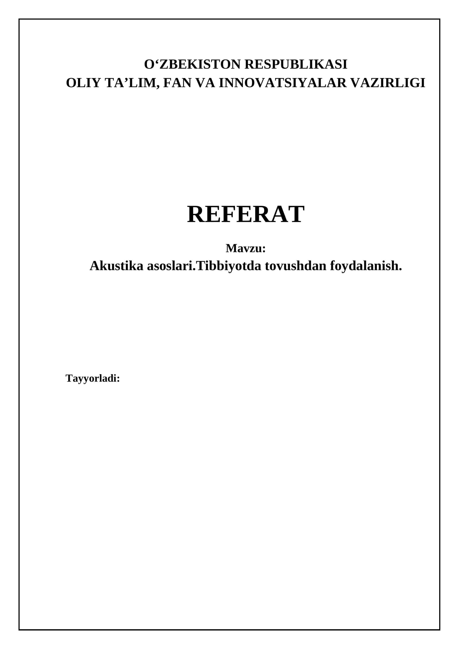 Akustika asoslari va tovushning fizik xususiyatlari 1