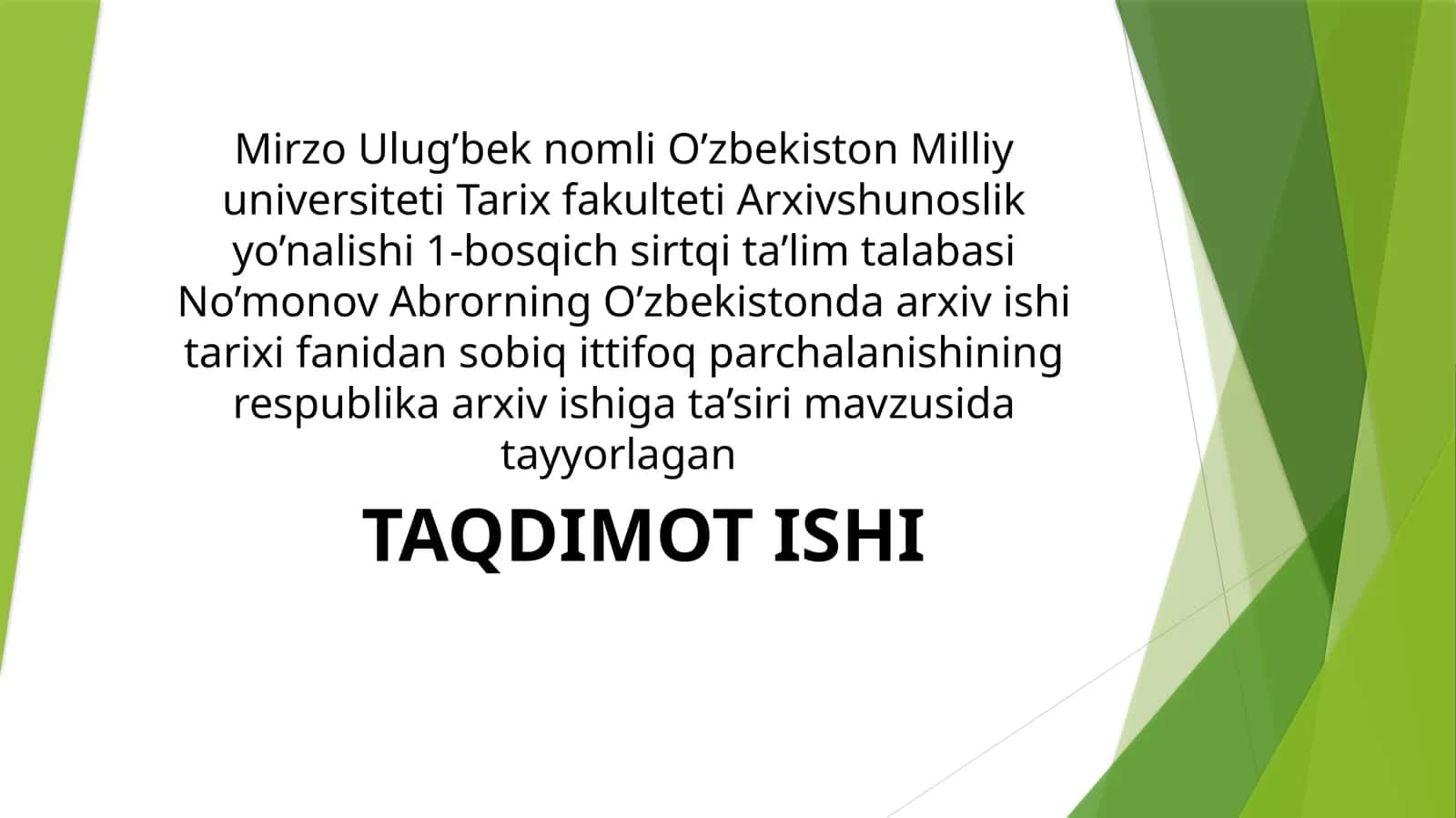 O’zbekistonda arxiv ishi tarixi fanidan sobiq ittifoq parchalanishining respublika arxiv ishiga ta’siri 1