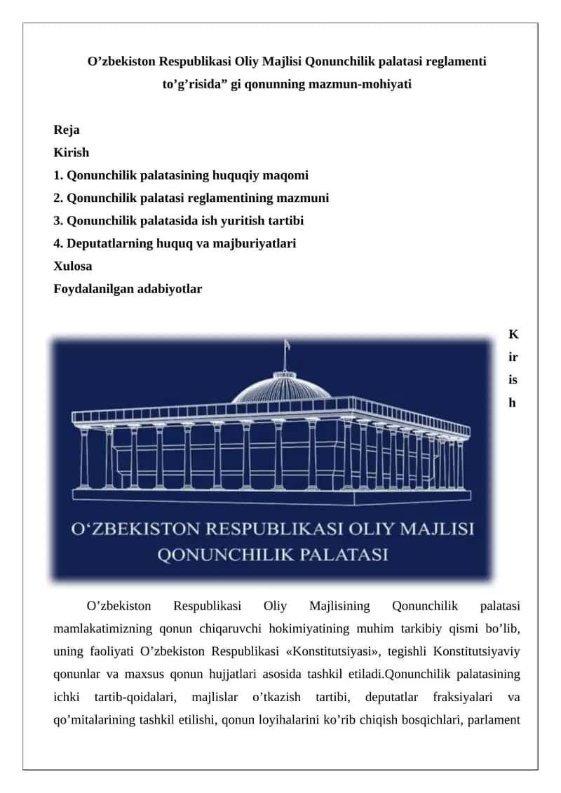 Qonunchilik palatasi reglamenti 1