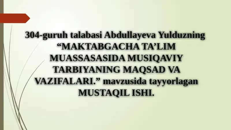 MAKTABGACHATA’LIM MUASSASASIDA MUSIQAVIY TARBIYANING MAQSAD VA VAZIFALARI 1