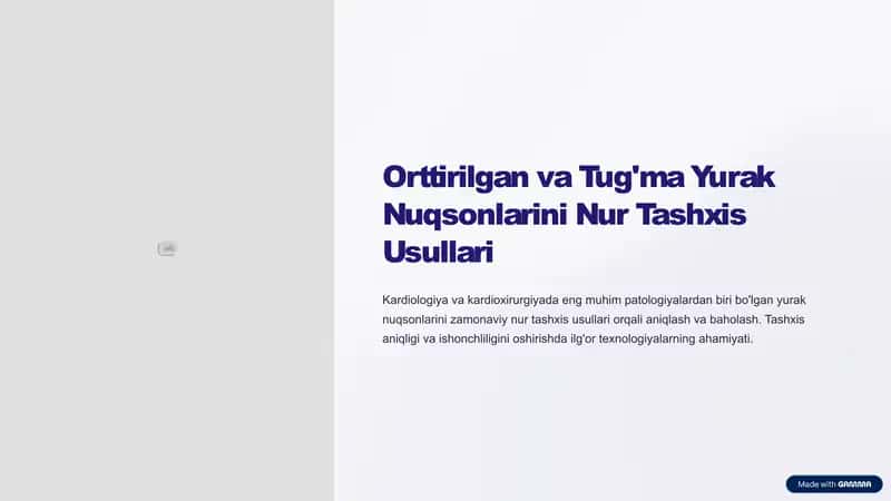 Orttirilgan va tug'ma yurak nuqsonlarini nur tashxisi usullari 1