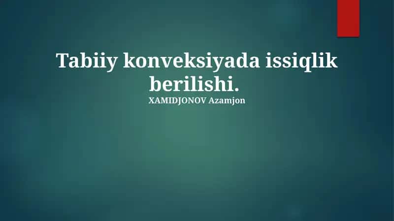 Tabiiy konveksiya 1