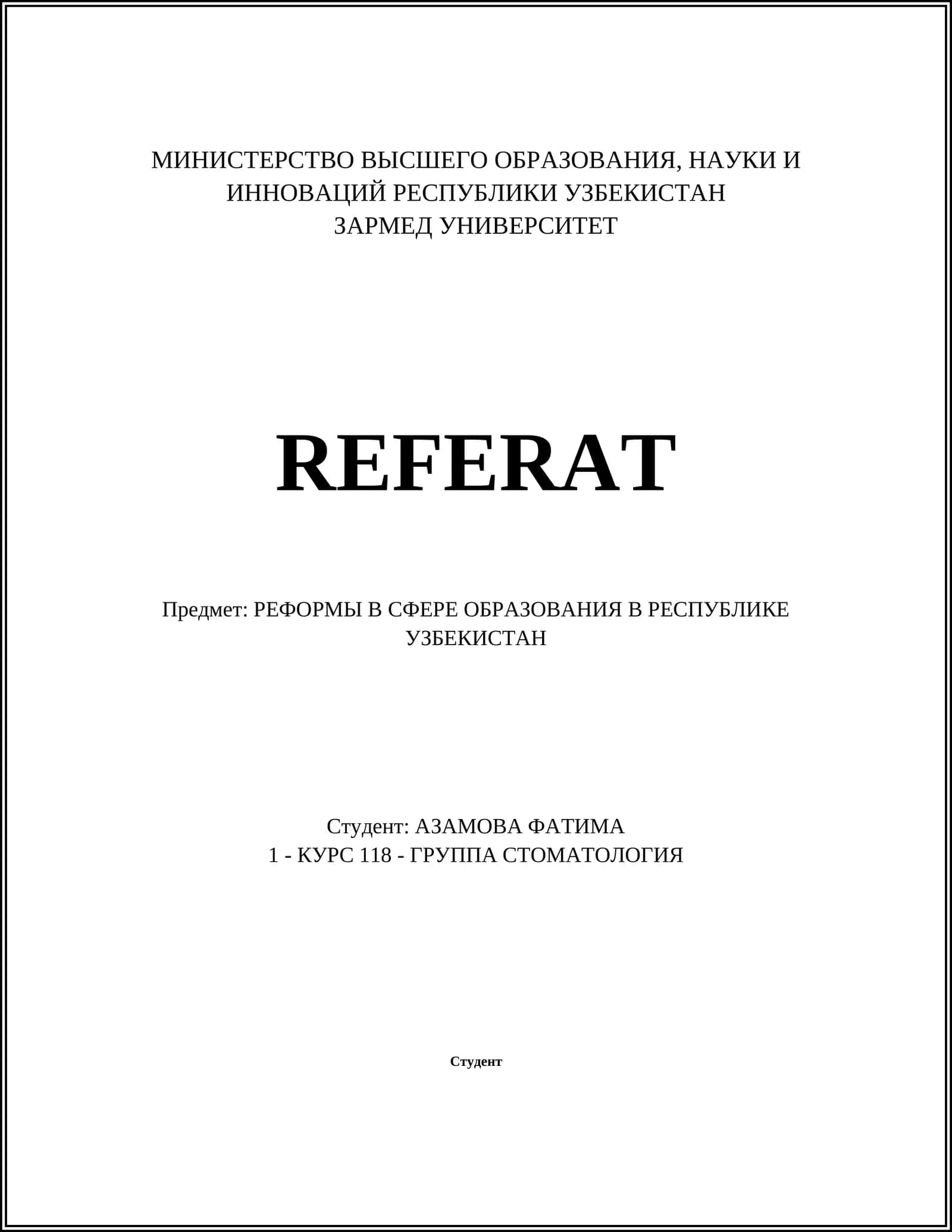РЕФОРМЫ В СФЕРЕ ОБРАЗОВАНИЯ В РЕСПУБЛИКЕ УЗБЕКИСТАН 1