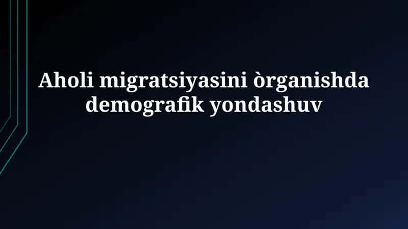 Demografiya va Migratsiya: Asosiy Tushunchalar 1