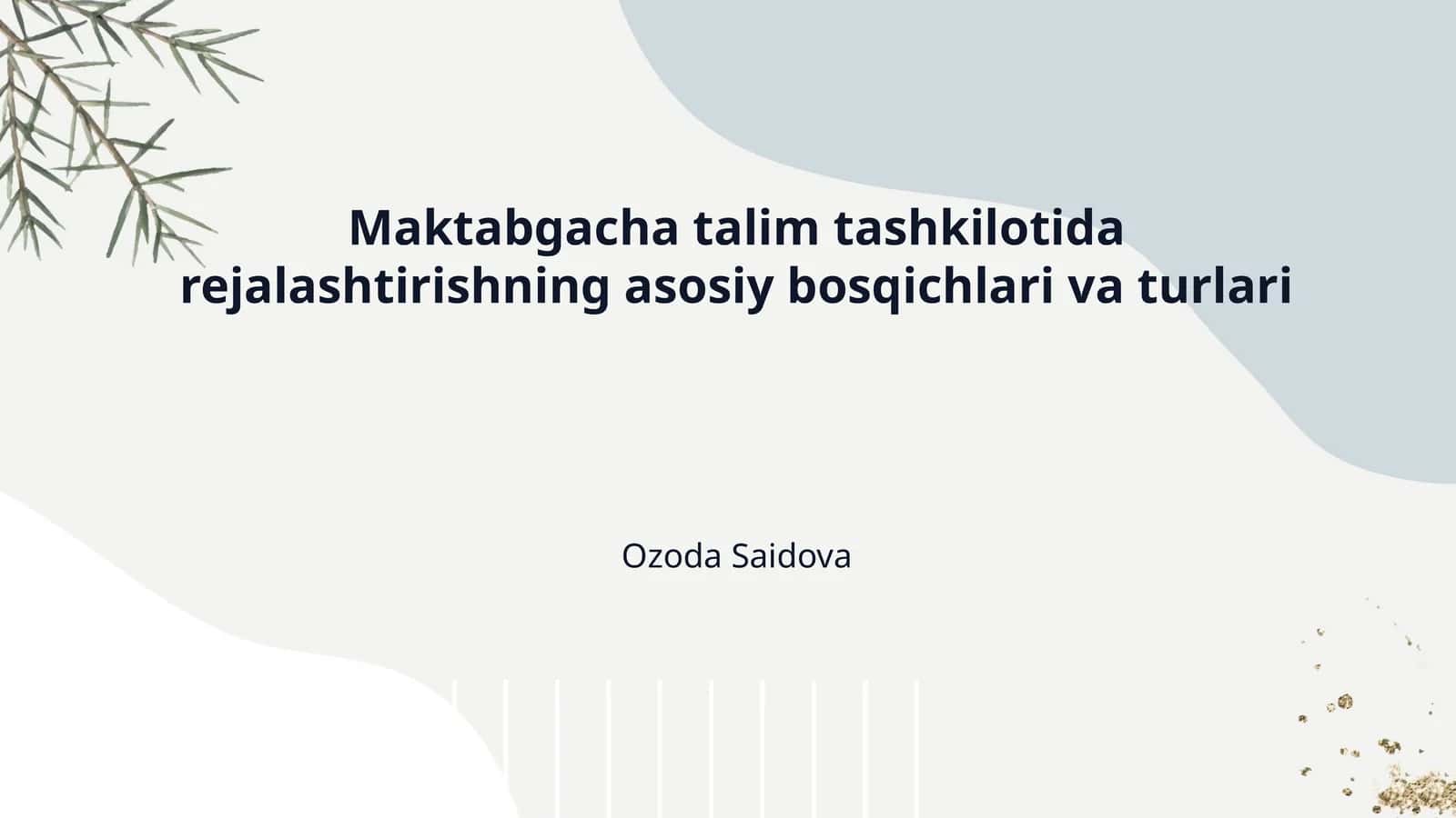 Maktabgacha talim tashkilotida rejalashtirishning asosiy bosqichlari va turlari 1