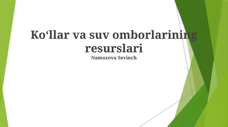 Koʻllar va suv omborlarining resurslari 1