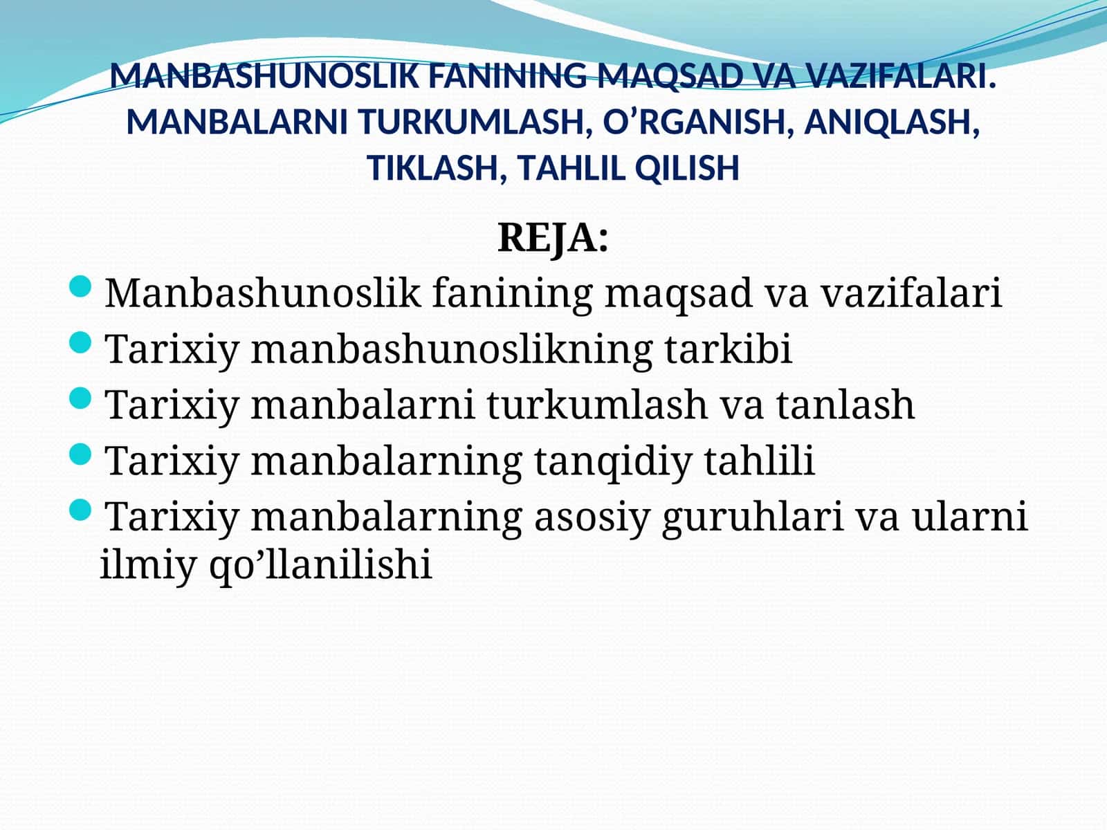 MANBASHUNOSLIK FANINING MAQSAD VA VAZIFALARI 1