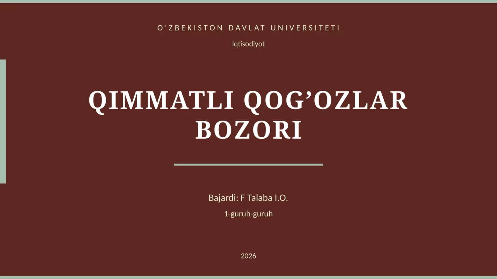 QIMMATLI QOG’OZLAR BOZORI 1