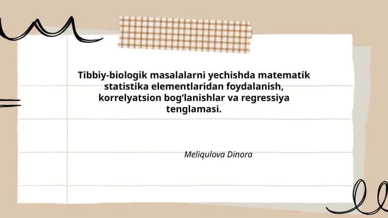 Tibbiy-biologik tadqiqotlar matematik statistikasi 1