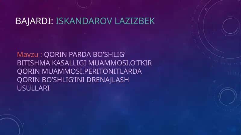 QORIN PARDA BO’SHLIG’ BITISHMA KASALLIGI MUAMMOSI 1