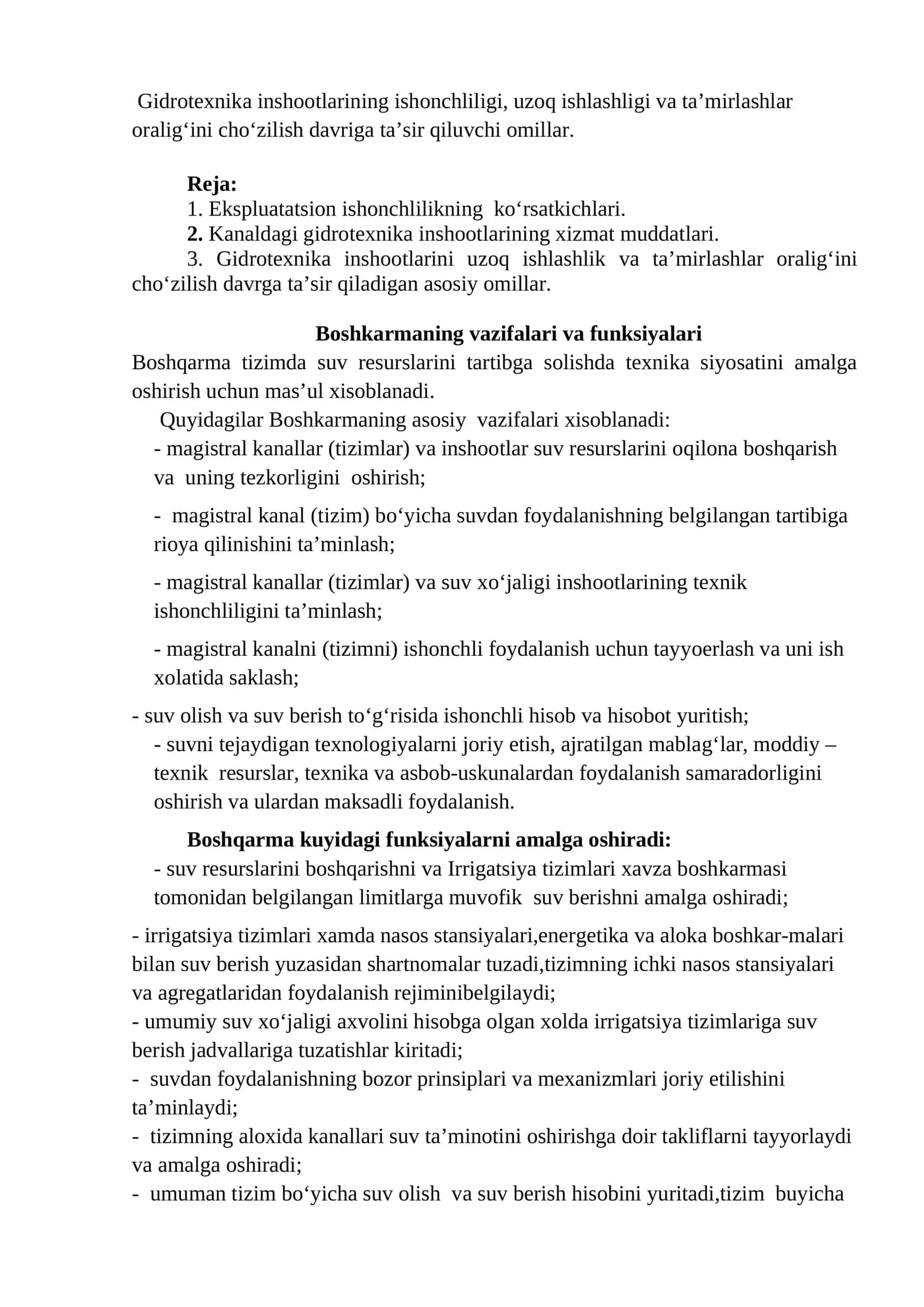 Gidrotexnika inshootlarining ishonchliligi 1