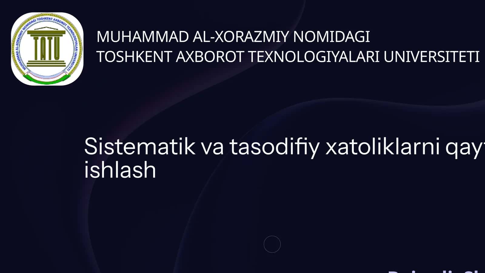 Sistematik va tasodifiy xatoliklarni qayta ishlash 1