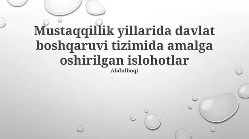 Davlat boshqaruvi islohotlari 1