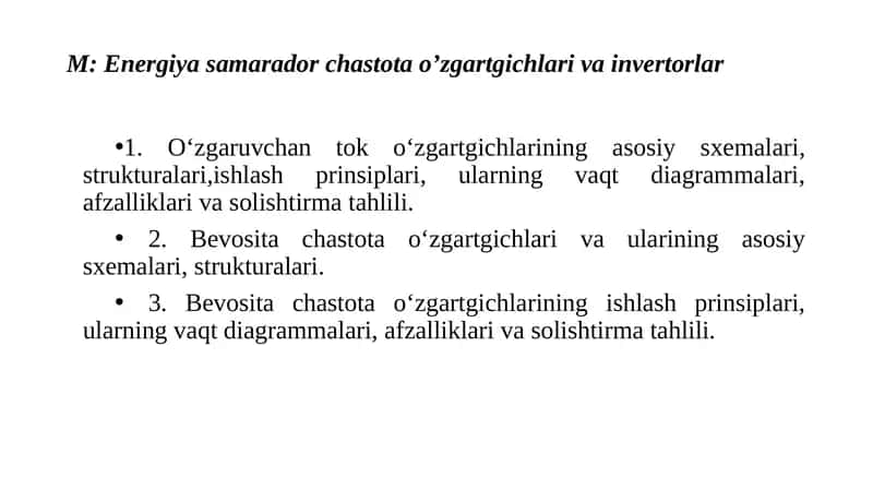 Energiya samarador chastota o’zgartgichlari va invertorlar 1