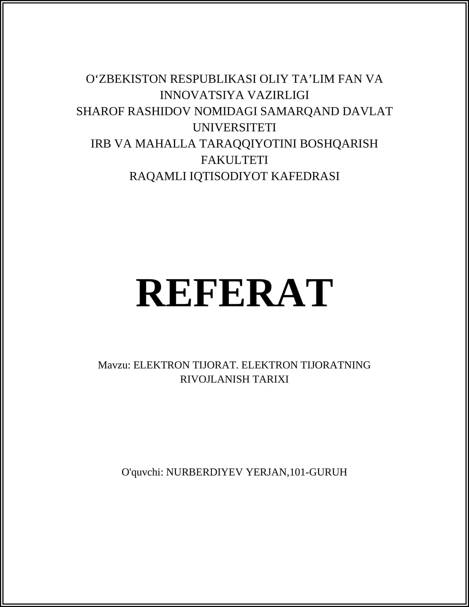 ELEKTRON TIJORATNING RIVOJLANISH TARIXI 1