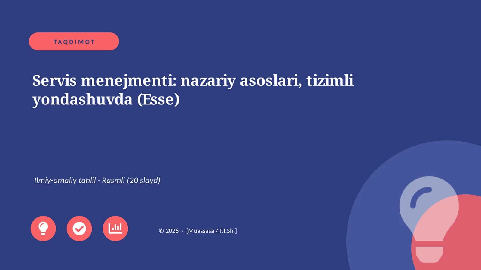 Servis menejmenti: nazariy asoslari, tizimli yondashuvda (Esse) 1