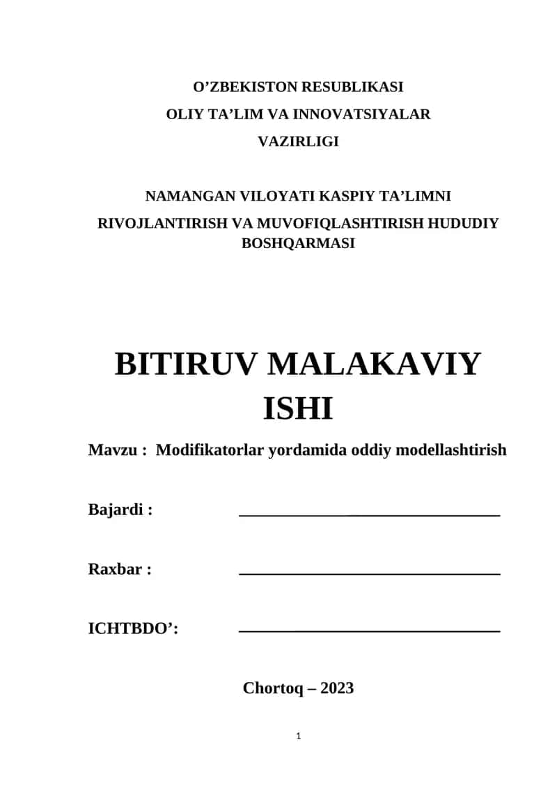 Modifikatorlar yordamida oddiy modellashtirish 1