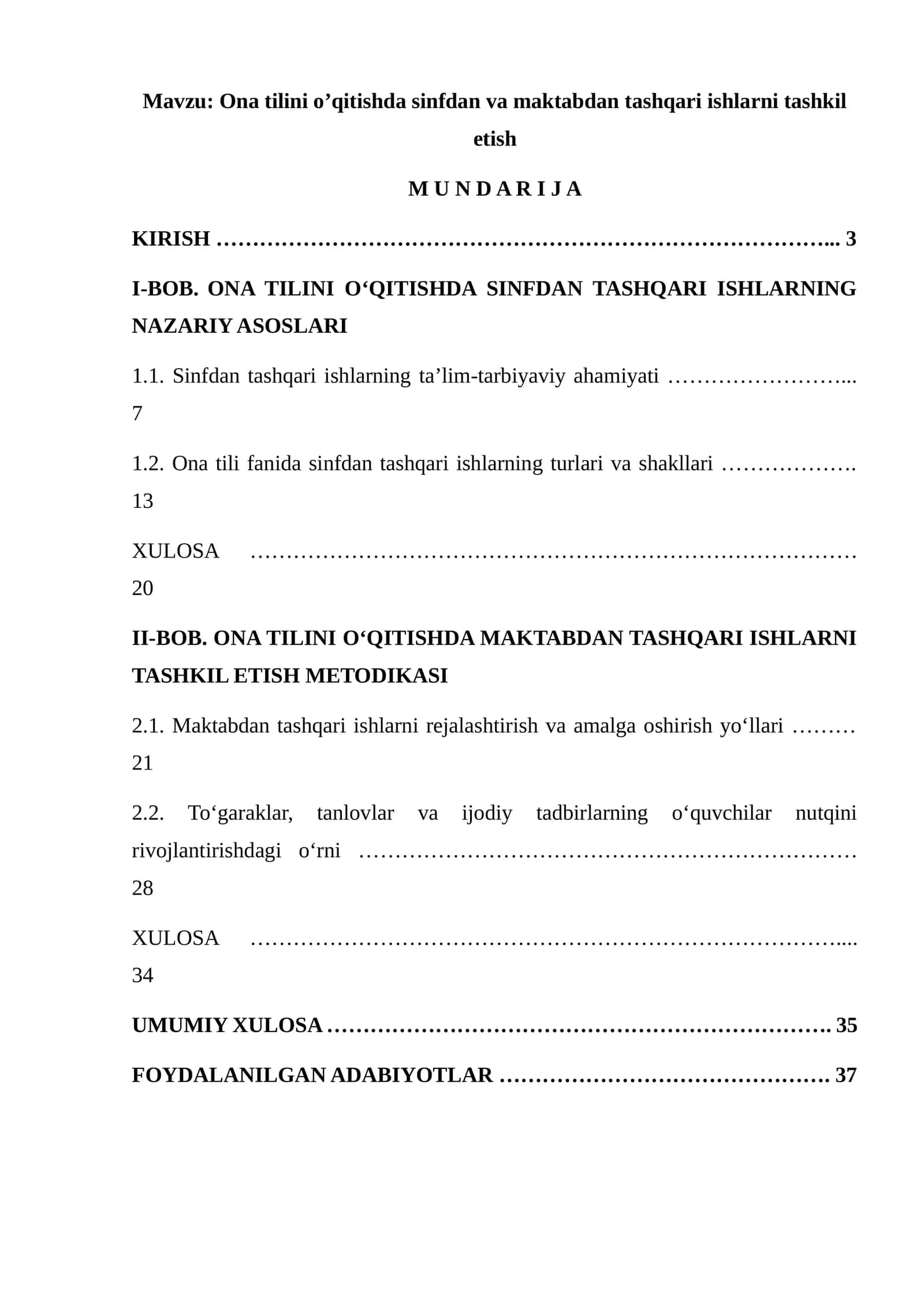 Ona tilini o’qitishda sinfdan va maktabdan tashqari ishlarni tashkil etish 1