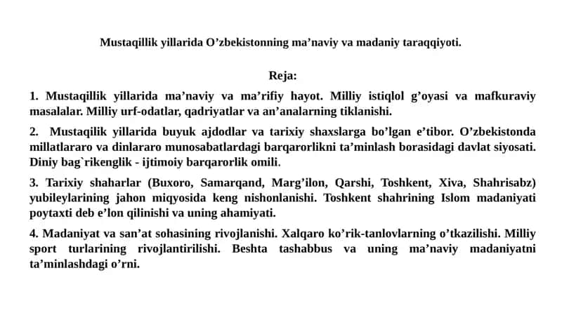 Ma'naviy va madaniy taraqqiyot 1