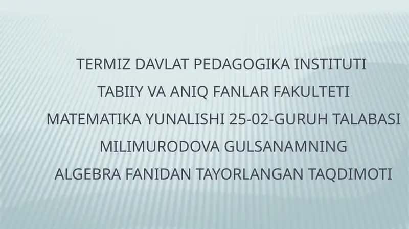 Matematika yunalishi 1