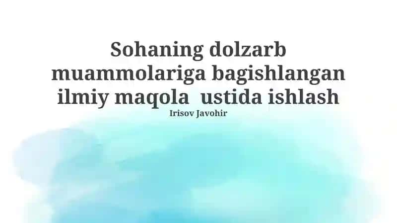 Dolzarb Muammolari 1