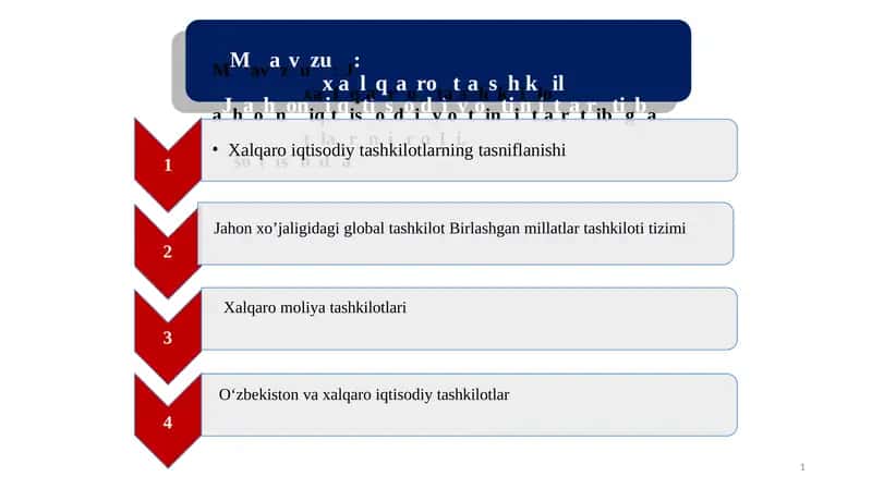 Xalqaro iqtisodiy tashkilotlar 1