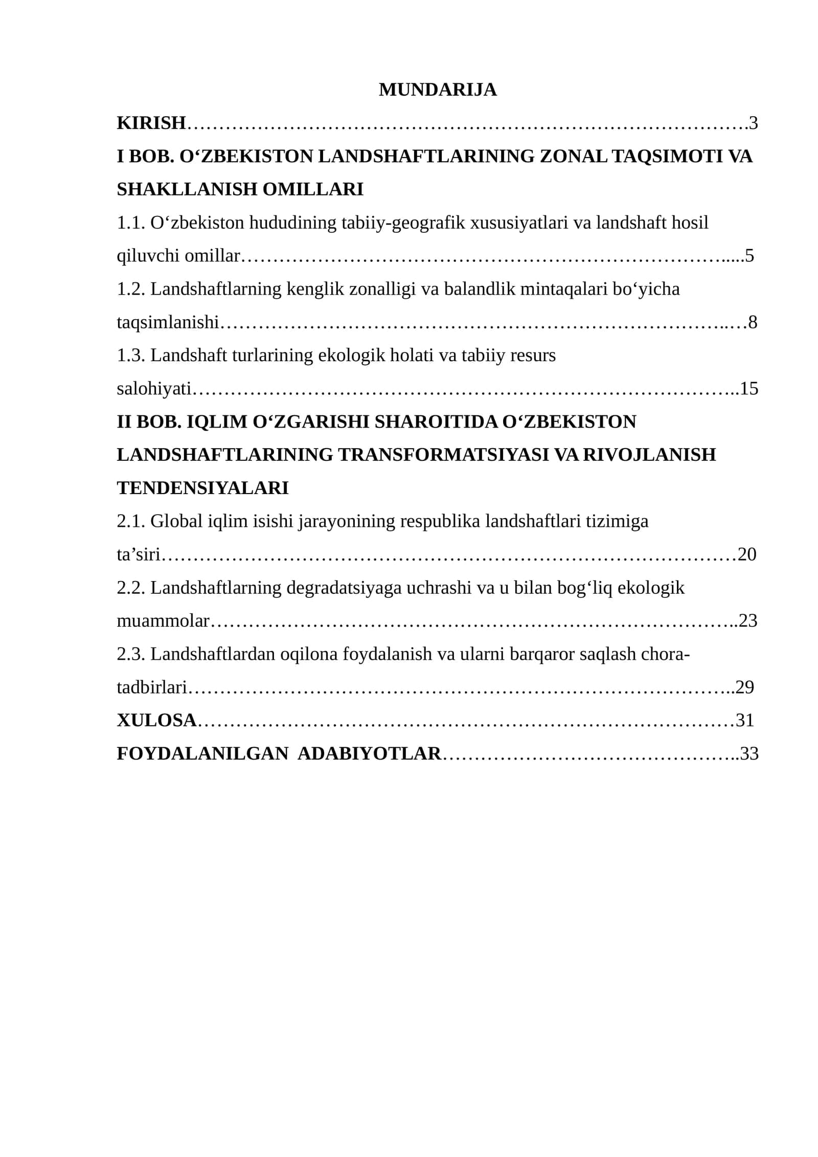 O‘zbekiston landshaftlarining zonal taqsimoti va iqlim o‘zgarishi sharoitida o‘zgarish tendensiyalari 1