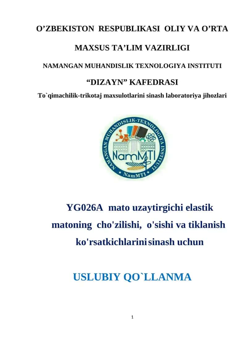 To`qimachilik-trikotaj maxsulotlarini sinash laboratoriya jihozlari 1
