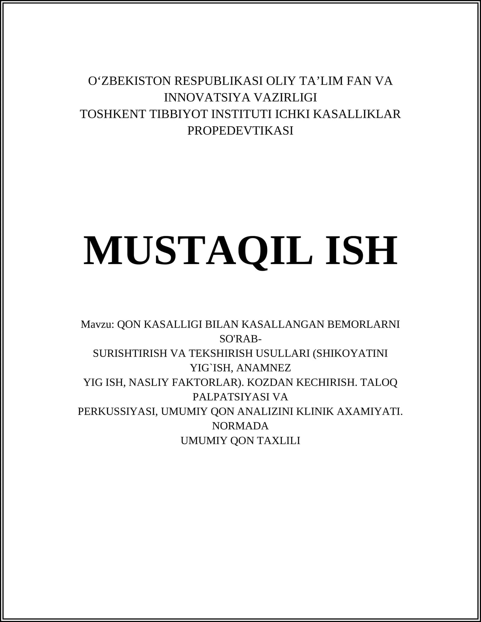 Qon kasalliklari diagnostikasi usullari 1