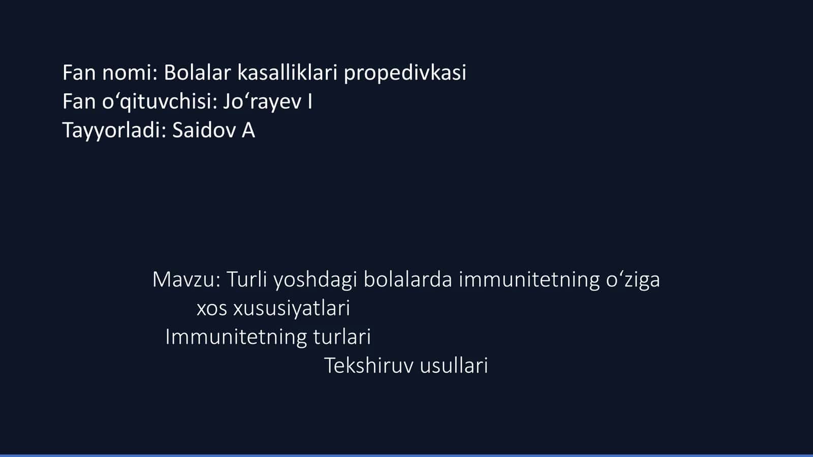 Immunitetning o'ziga xos xususiyatlari 1