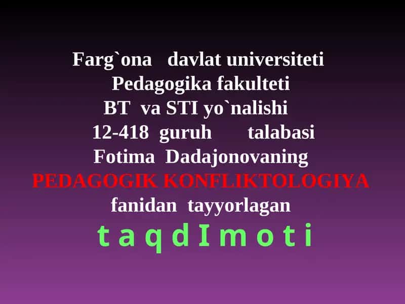 PEDAGOGIK KONFLIKTOLOGIYA 1
