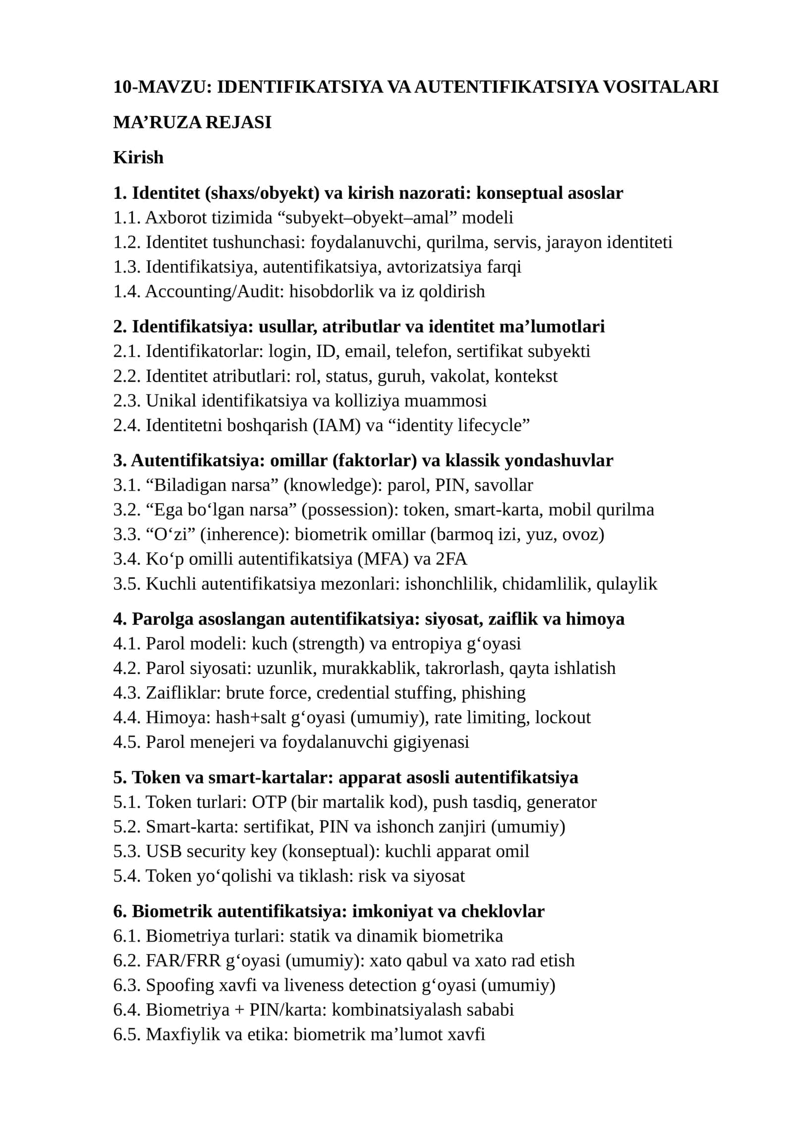 IDENTIFIKATSIYA VA AUTENTIFIKATSIYA VOSITALARI 1