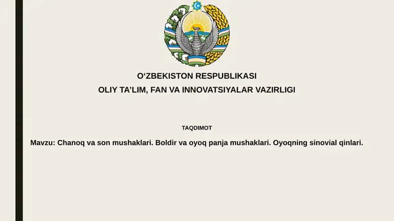 Chanoqvasonmushaklari.Boldirvaoyoqpanjamushaklari.Oyoqningsinovialqinlari 1