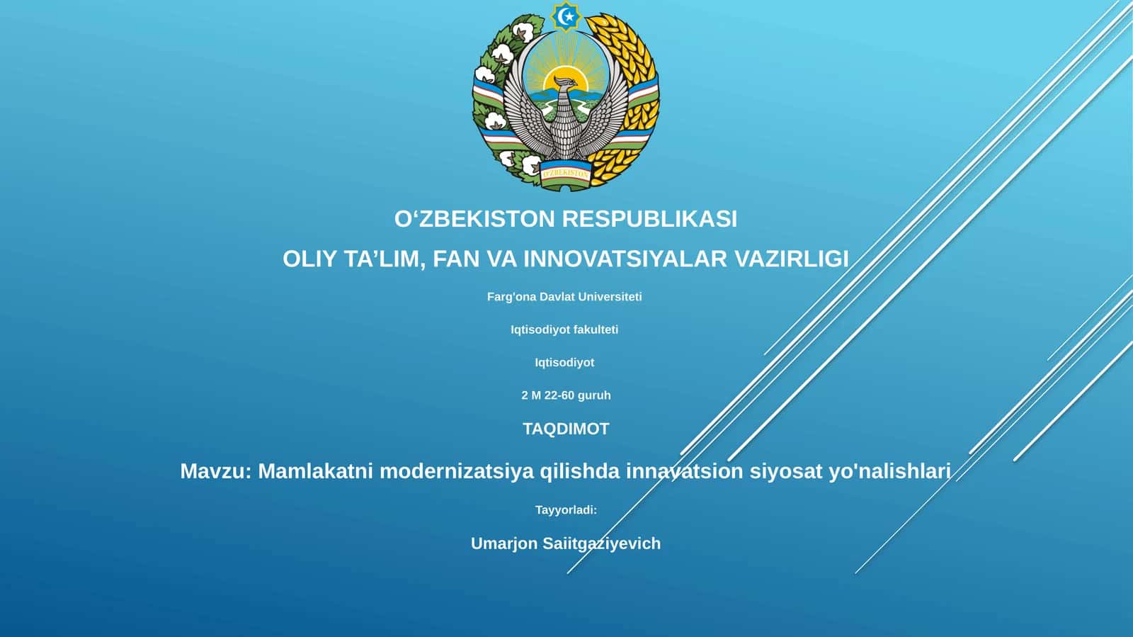 Mamlakatni modernizatsiya qilishda innavatsion siyosat yo'nalishlari 1