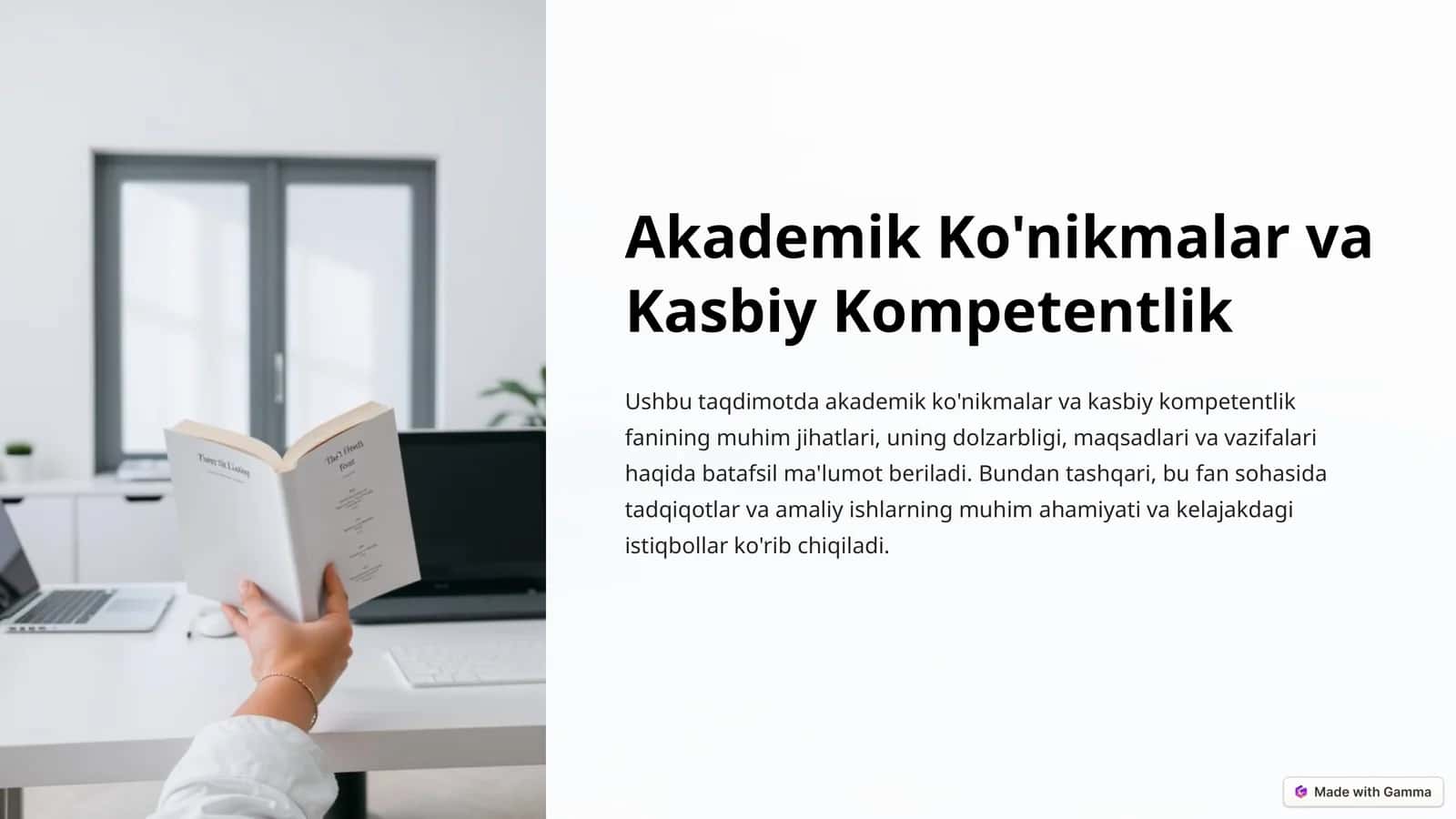 Akademik Ko'nikmalar va Kasbiy Kompetentlik 1