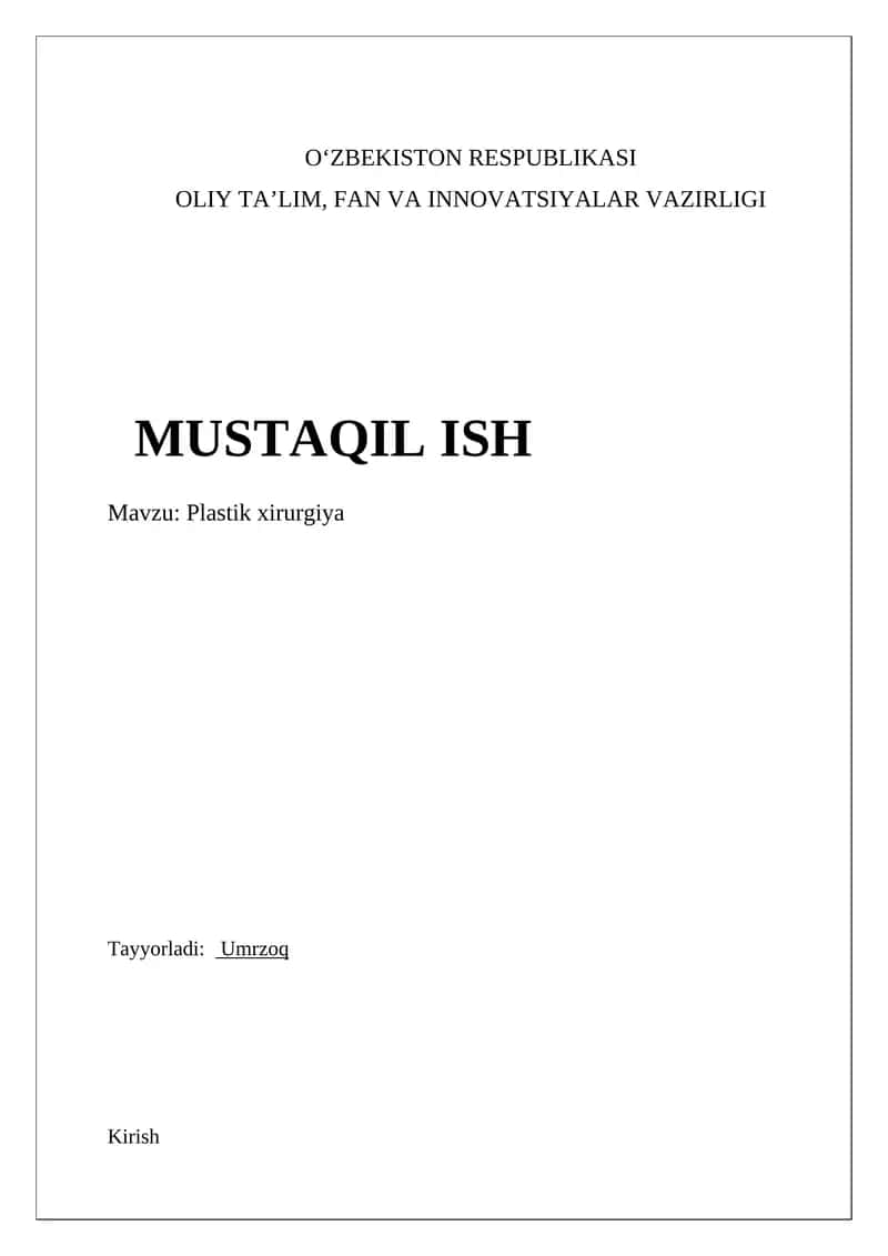 Plastik xirurgiya 1