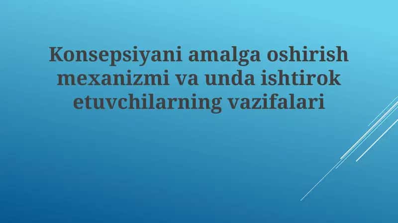 Konsepsiyani amalga oshirish mekhanizmi va unda ishtiroket uchun vazifalar 1