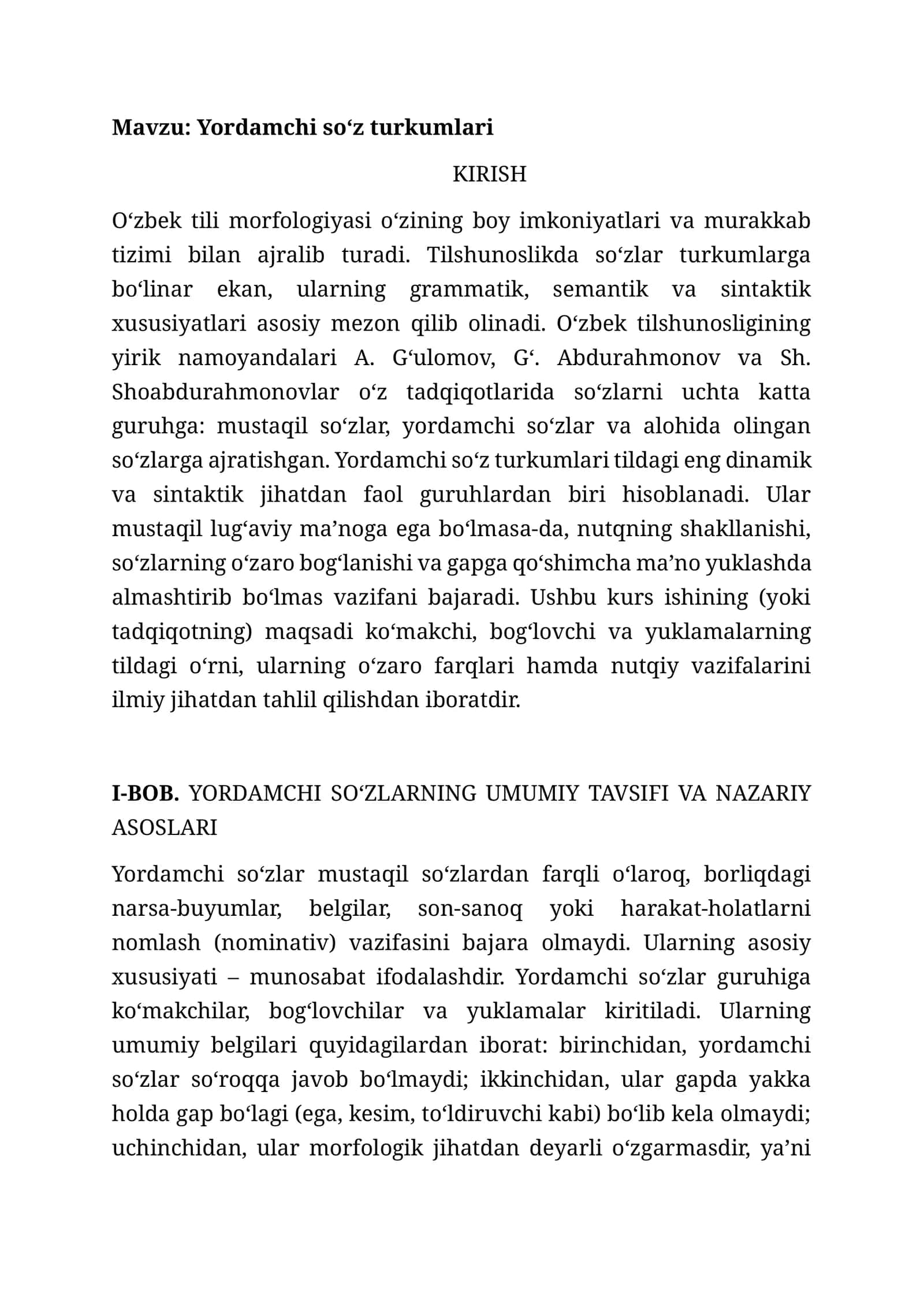 Yordamchi soʻz turkumlari 1
