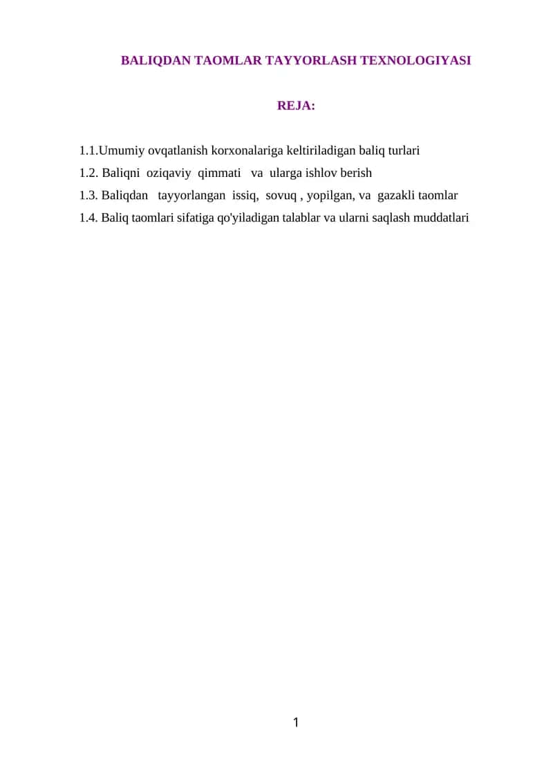 BALIQDAN TAOMLAR TAYYORLASH TEXNOLOGIYASI 1