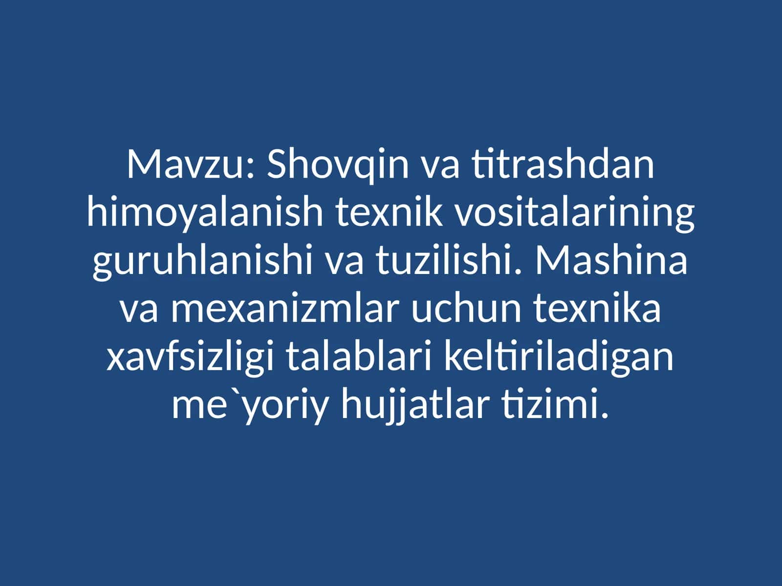 Shovqin va titrashdan himoyalanish texnik vositalarining guruhlanishi va tuzilishi 1