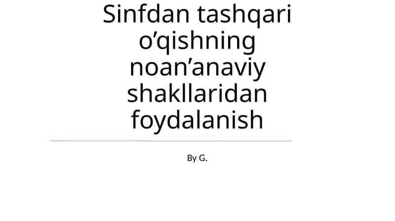 Tajriba asosidagi o'qitish: Sinfdan tashqarida 1