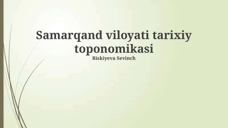 Samarqand viloyati tarixiy toponomikasi 1