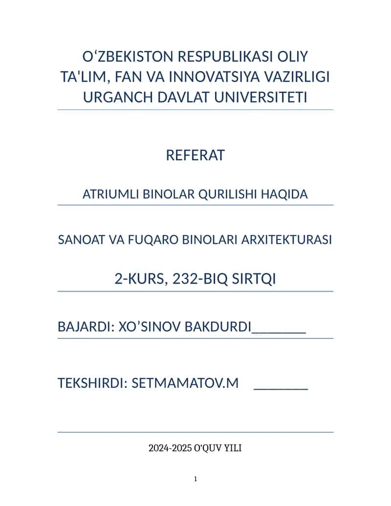 Atriumli Binolar Qurilishi Haqida 1