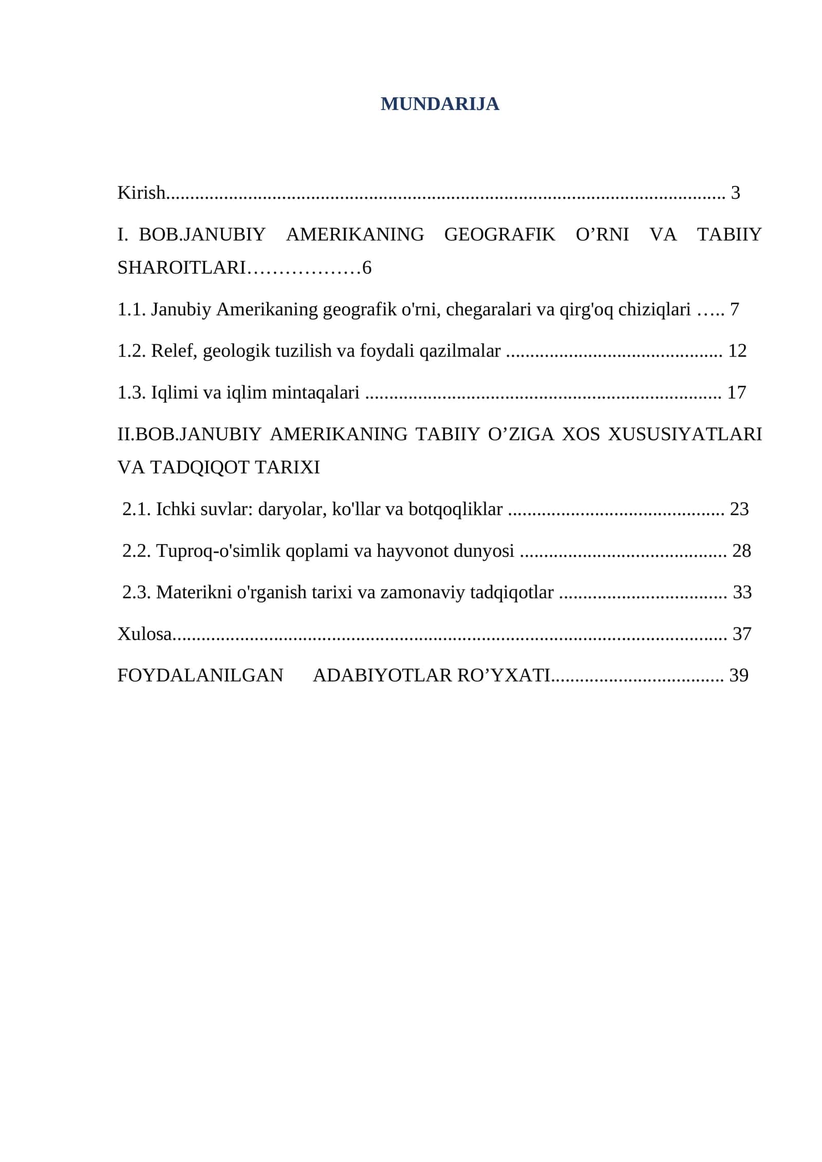 BOB.JANUBIY AMERIKANING GEOGRAFIK O’RNI VA TABIIY SHAROITLARI 1