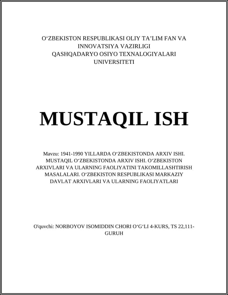 O‘zbekistonda arxiv ishi 1