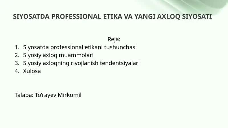 Axloq shunoslik 1