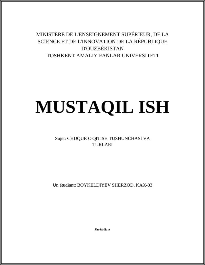CHUQUR O'QITISH TUSHUNCHASI VA TURLARI 1