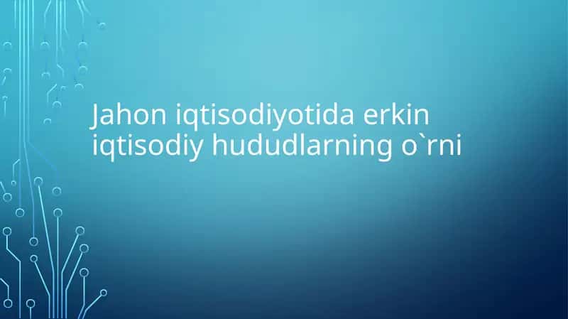 Jahon iqtisodiyotida erkin iqtisodiy hududlarning o`rni 1